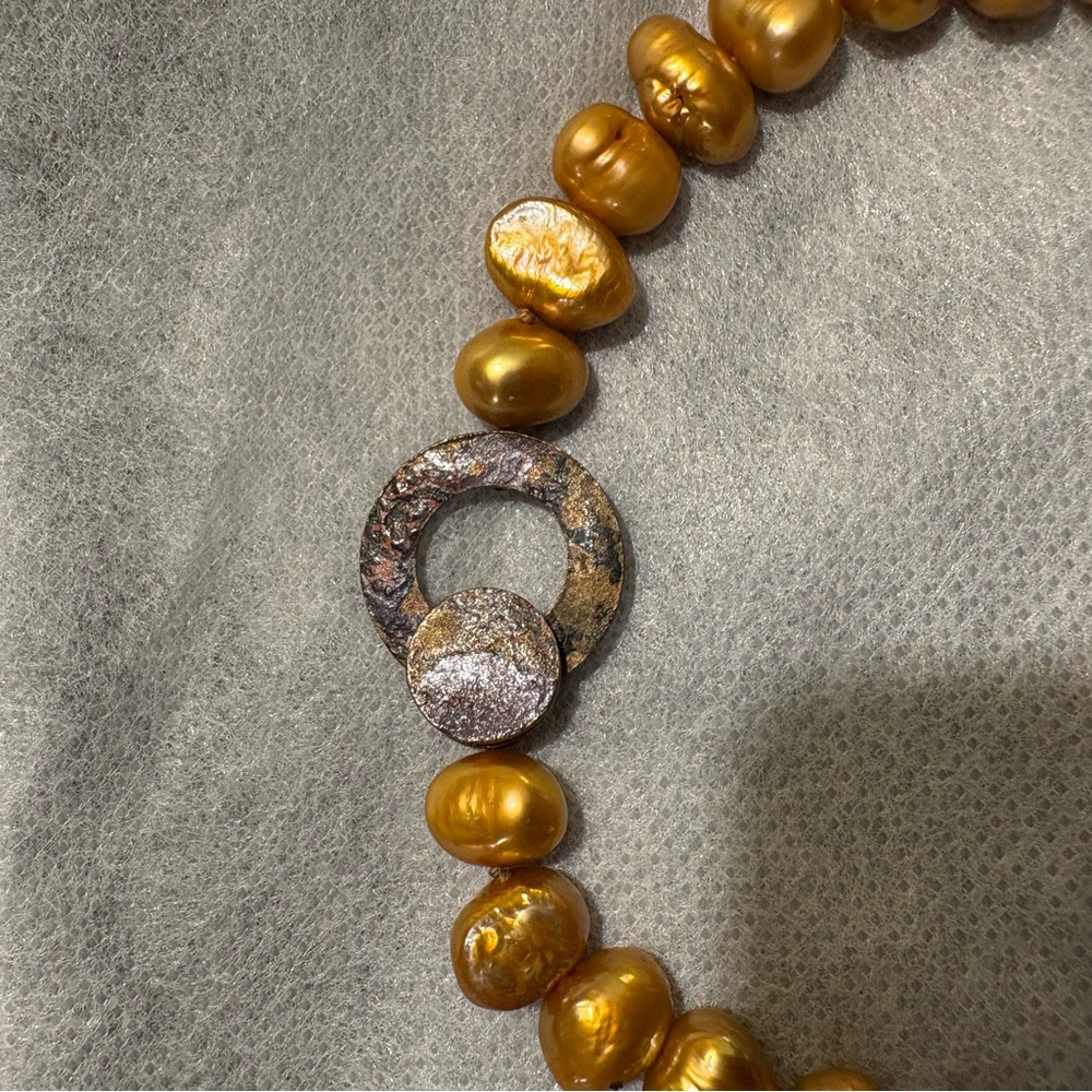 Amber Baroque Pearl Necklace and Earrings